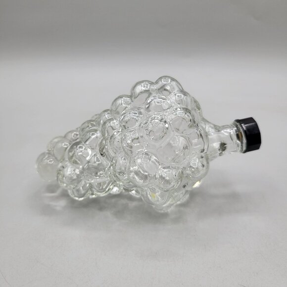 Vintage Grape Cluster Shaped Clear Glass Wine Bottle Screw Cap France - Picture 3 of 8